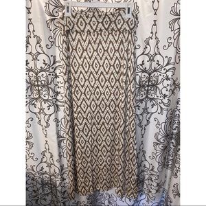 Max Studio Aztec fold over tan and white maxi skirt